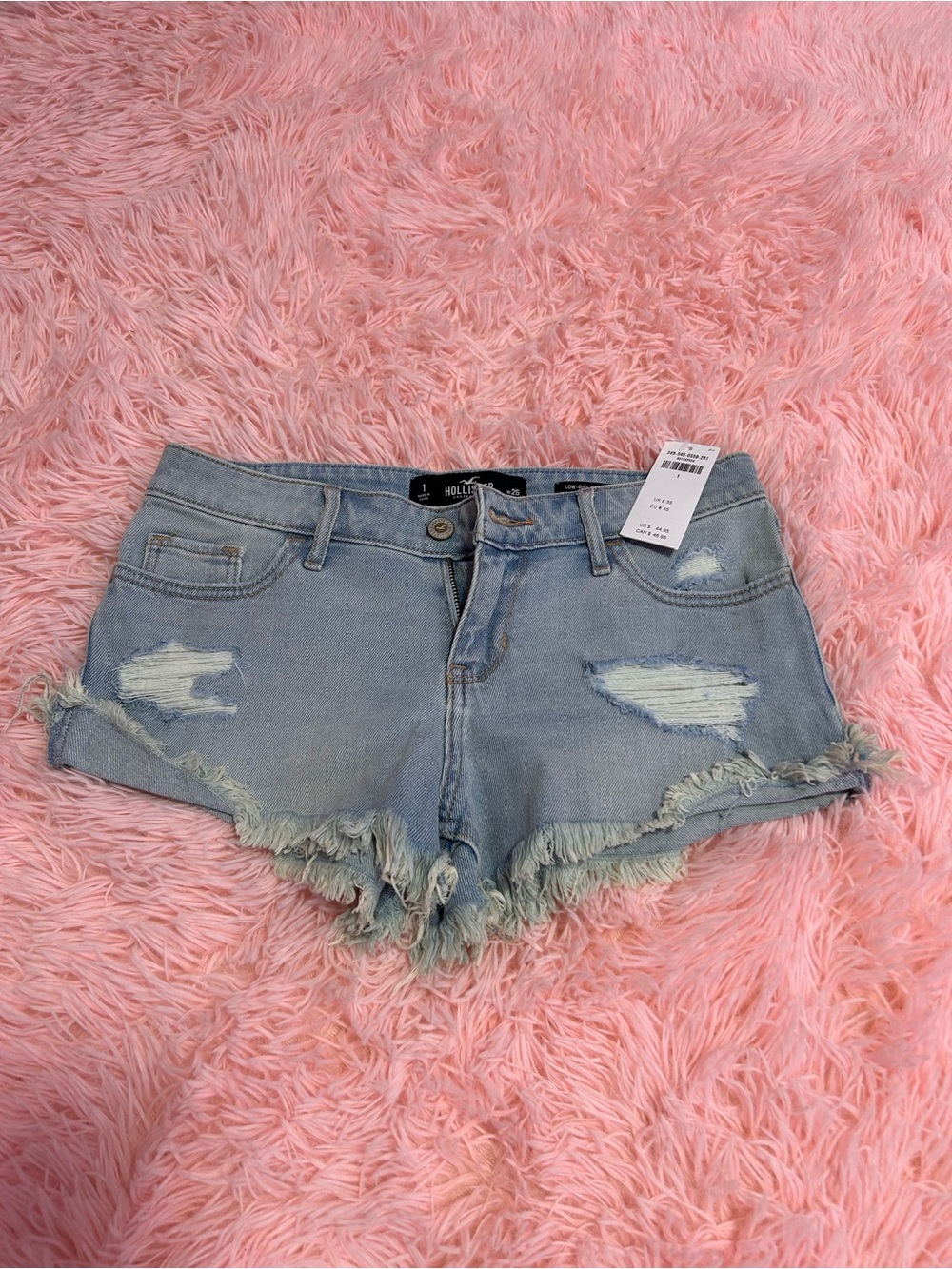 Hollister Faded Light Blue Distressed Denim Cutoff Shorts